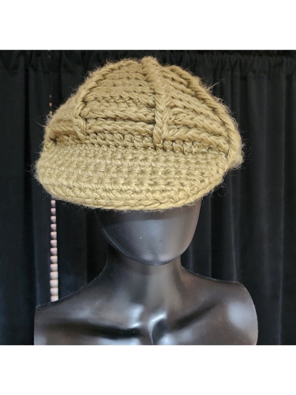 Vintage 70s Psychedelic Crochet Newsboy Cap - Picture 3 of 6
